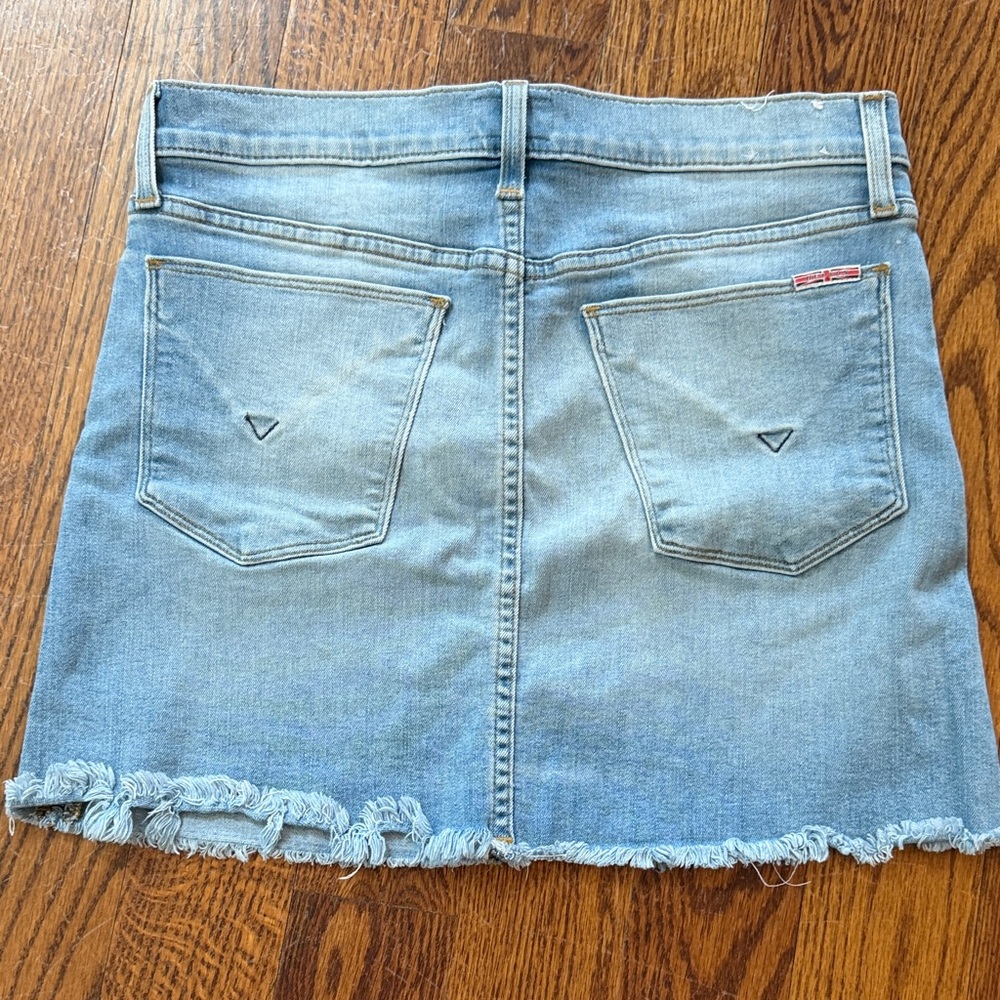 Hudson Jeans Light Blue Frayed Vivid Mini Skirt